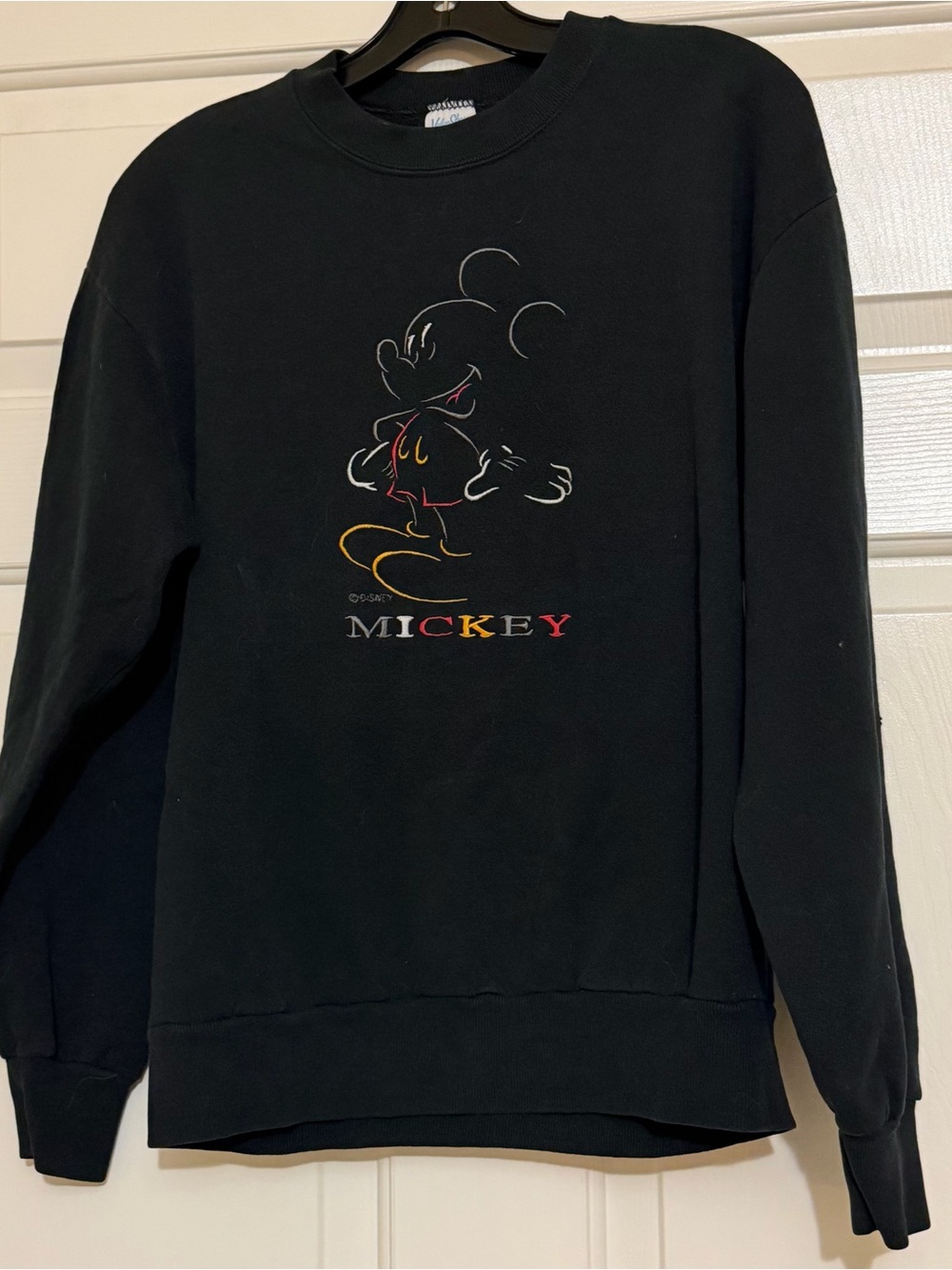 Vintage Velva Sheen Black Embroidered Mickey Mouse Crewneck Sweatshirt Medium M